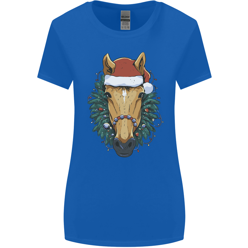 A Christmas Horse Equestrian Womens Wider Cut T-Shirt Royal Blue