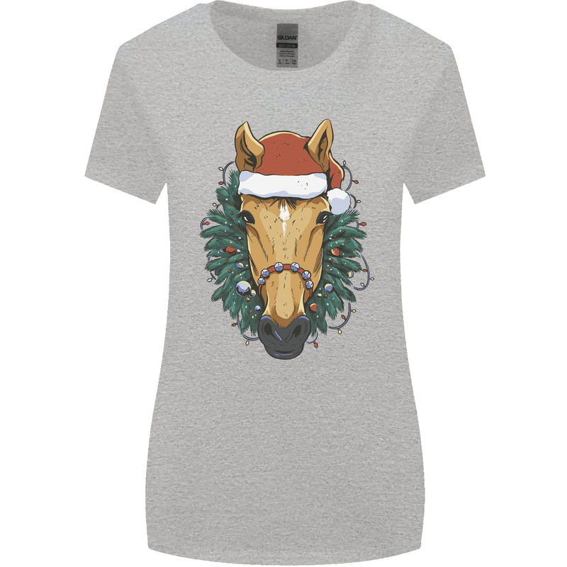 A Christmas Horse Equestrian Womens Wider Cut T-Shirt Sports Grey