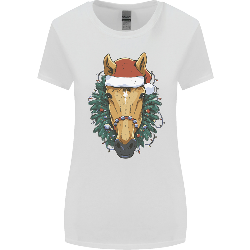 A Christmas Horse Equestrian Womens Wider Cut T-Shirt White