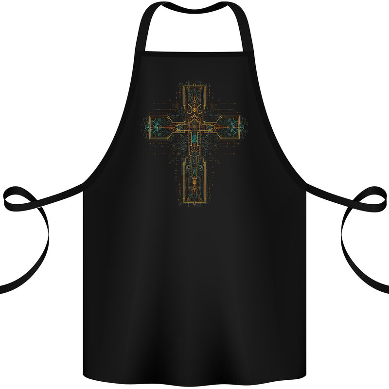 A Circuit Board Cross Gothic Goth Techy Cotton Apron 100% Organic Black