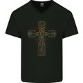 A Circuit Board Cross Gothic Goth Techy Mens V-Neck Cotton T-Shirt Black