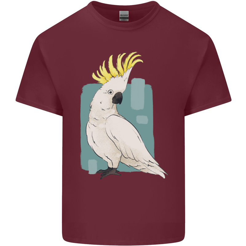A Cockatoo Mens Cotton T-Shirt Tee Top Maroon