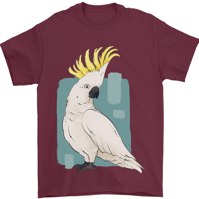 A Cockatoo Mens T-Shirt 100% Cotton Maroon