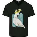 A Cockatoo Mens V-Neck Cotton T-Shirt Black