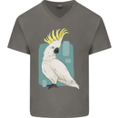 A Cockatoo Mens V-Neck Cotton T-Shirt Charcoal