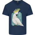 A Cockatoo Mens V-Neck Cotton T-Shirt Navy Blue