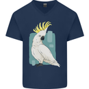 A Cockatoo Mens V-Neck Cotton T-Shirt Navy Blue