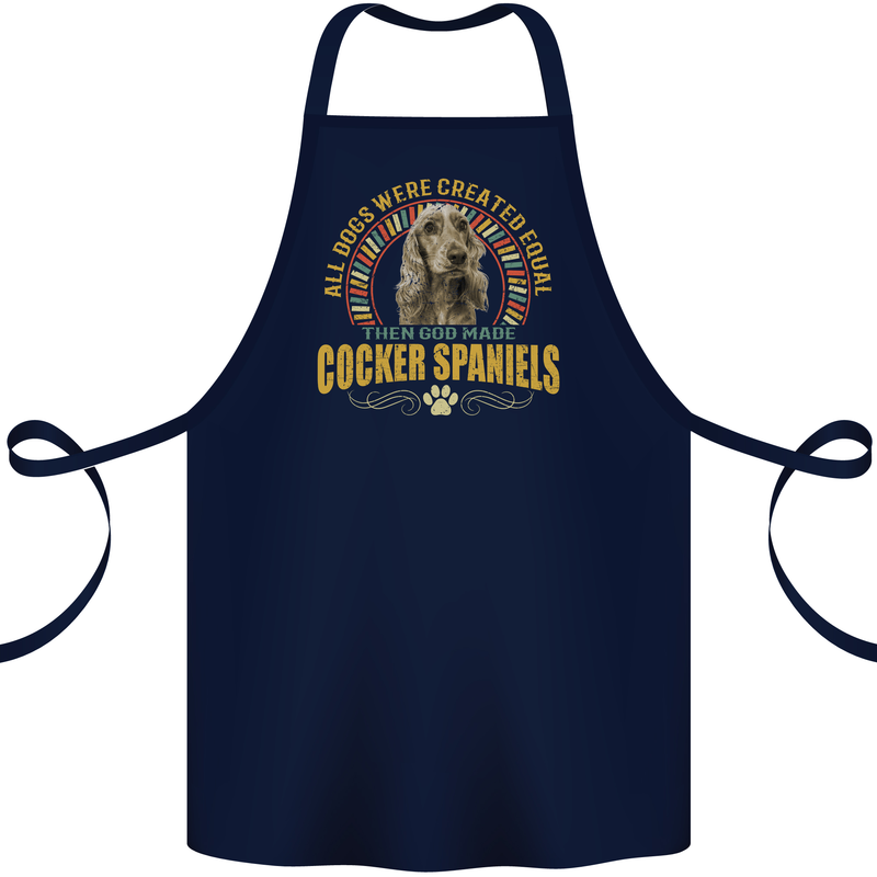 A Cocker Spaniel Dog Cotton Apron 100% Organic Navy Blue