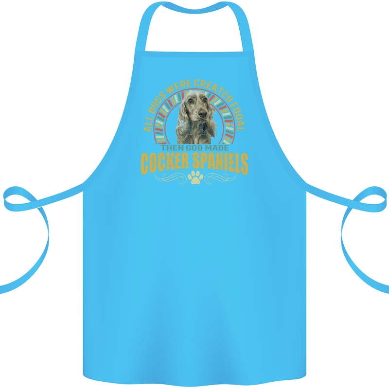 A Cocker Spaniel Dog Cotton Apron 100% Organic Turquoise
