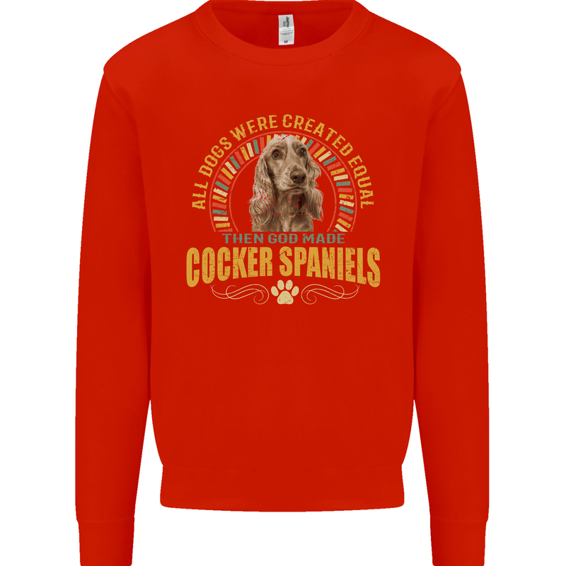 A Cocker Spaniel Dog Kids Sweatshirt Jumper Bright Red