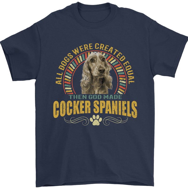 A Cocker Spaniel Dog Mens T-Shirt 100% Cotton Navy Blue