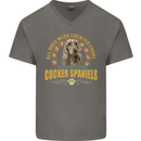 A Cocker Spaniel Dog Mens V-Neck Cotton T-Shirt Charcoal