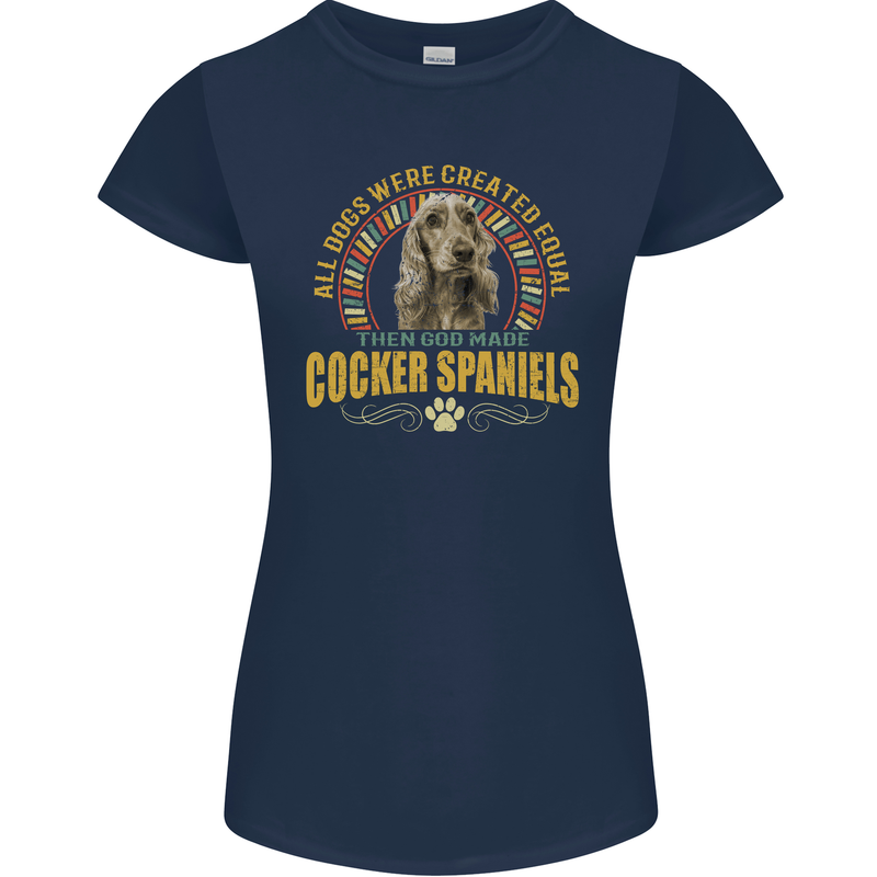 A Cocker Spaniel Dog Womens Petite Cut T-Shirt Navy Blue