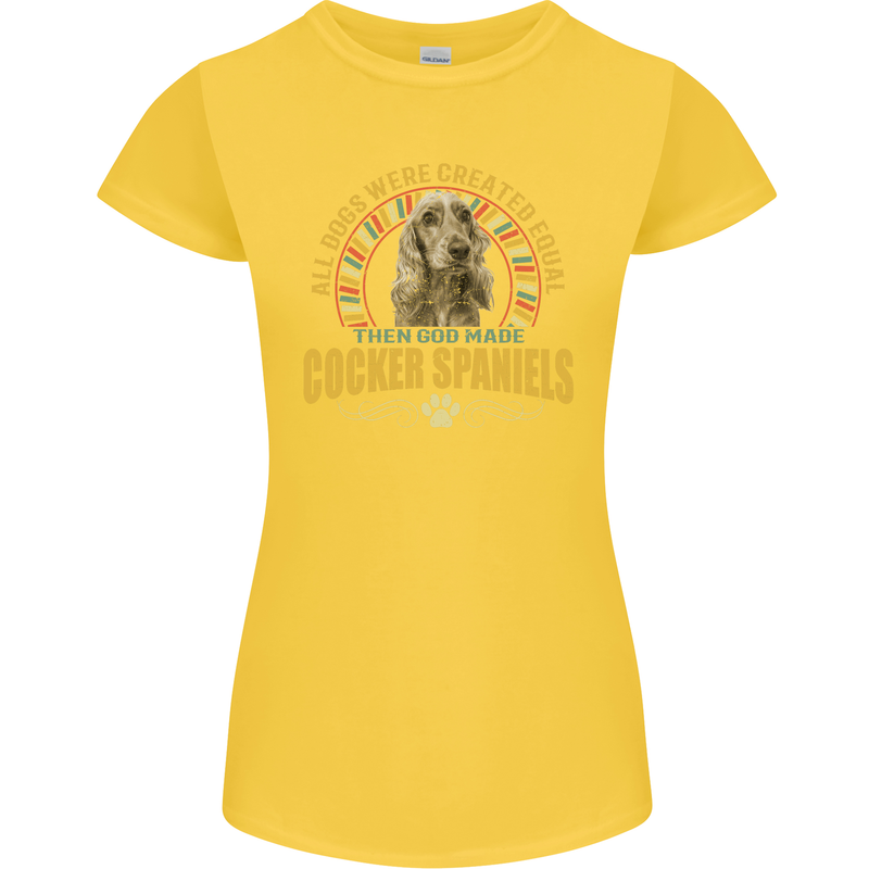 A Cocker Spaniel Dog Womens Petite Cut T-Shirt Yellow