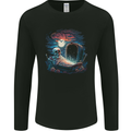 A Coffin and Skeleton in a Graveyard Halloween Mens Long Sleeve T-Shirt Black