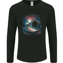 A Coffin and Skeleton in a Graveyard Halloween Mens Long Sleeve T-Shirt Black