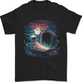 A Coffin and Skeleton in a Graveyard Halloween Mens T-Shirt 100% Cotton Black