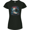 A Coffin and Skeleton in a Graveyard Halloween Womens Petite Cut T-Shirt Black