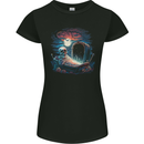 A Coffin and Skeleton in a Graveyard Halloween Womens Petite Cut T-Shirt Black