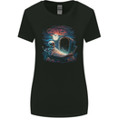 A Coffin and Skeleton in a Graveyard Halloween Womens Wider Cut T-Shirt Black