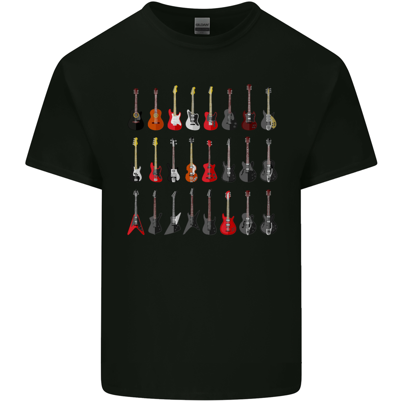 A Collection of Guitars Guitarist Electric Mens Cotton T-Shirt Tee Top Black