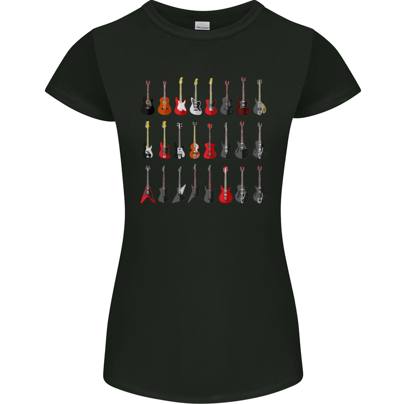 A Collection of Guitars Guitarist Electric Womens Petite Cut T-Shirt Black
