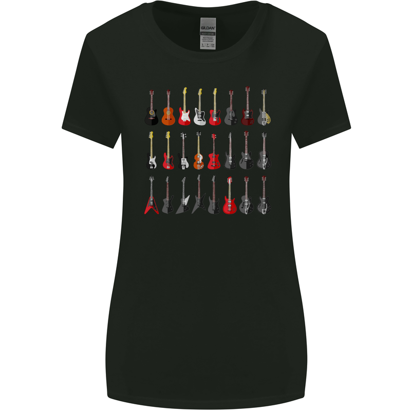 A Collection of Guitars Guitarist Electric Womens Wider Cut T-Shirt Black