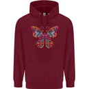 A Colourful Butterfly Childrens Kids Hoodie Maroon