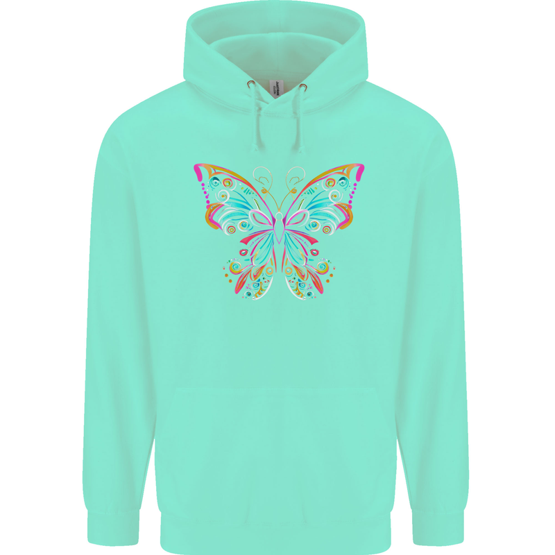 A Colourful Butterfly Childrens Kids Hoodie Peppermint