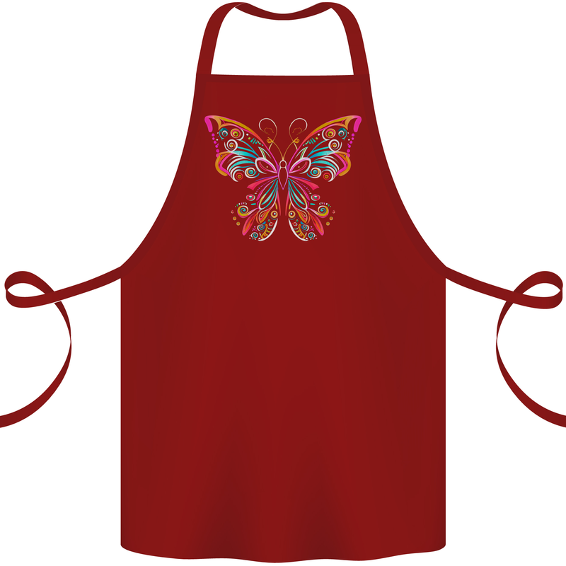 A Colourful Butterfly Cotton Apron 100% Organic Maroon