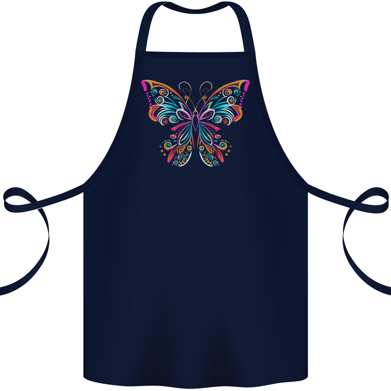 A Colourful Butterfly Cotton Apron 100% Organic Navy Blue