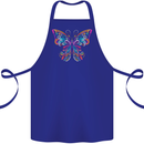 A Colourful Butterfly Cotton Apron 100% Organic Royal Blue
