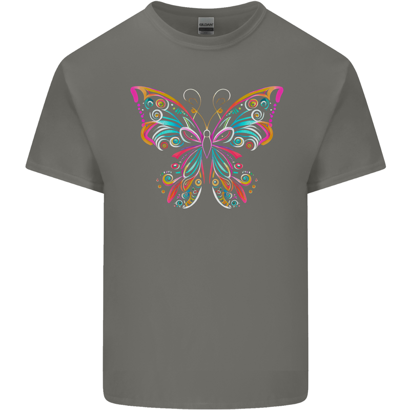 A Colourful Butterfly Kids T-Shirt Childrens Charcoal