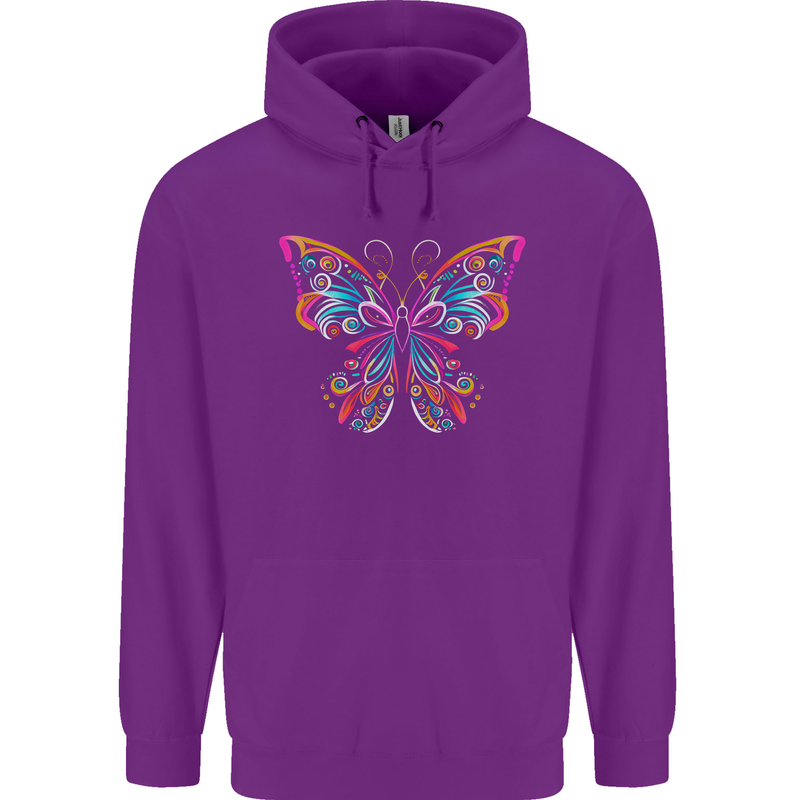 A Colourful Butterfly Mens 80% Cotton Hoodie Purple