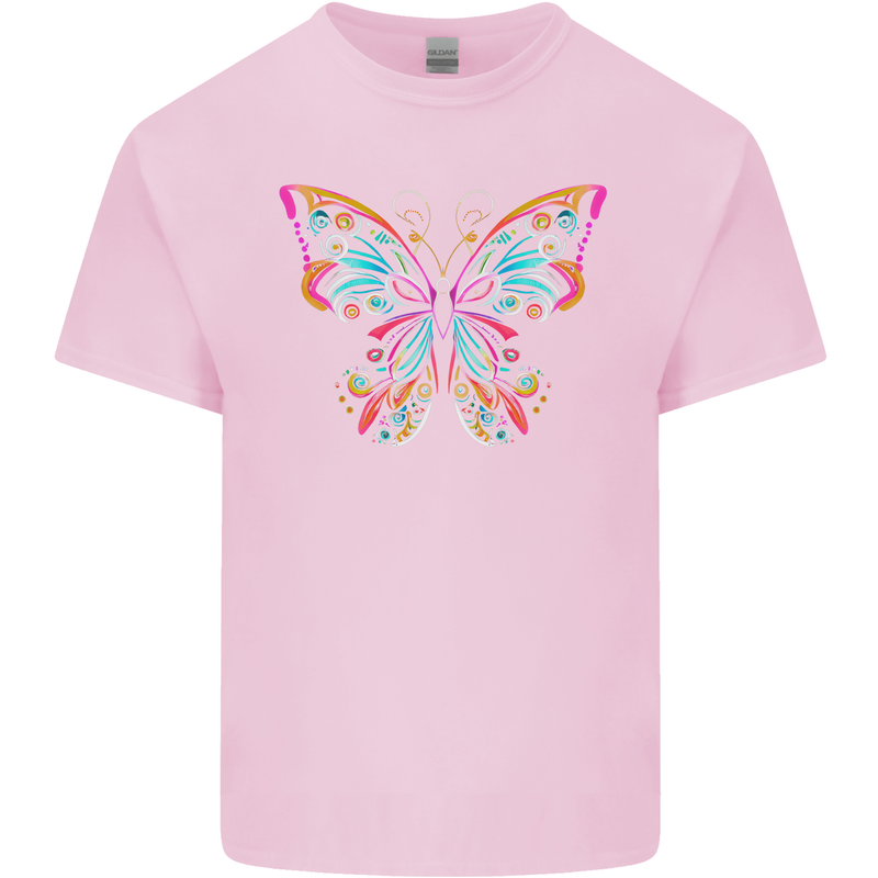 A Colourful Butterfly Mens Cotton T-Shirt Tee Top Light Pink