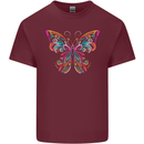 A Colourful Butterfly Mens Cotton T-Shirt Tee Top Maroon