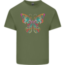 A Colourful Butterfly Mens Cotton T-Shirt Tee Top Military Green