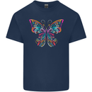 A Colourful Butterfly Mens Cotton T-Shirt Tee Top Navy Blue