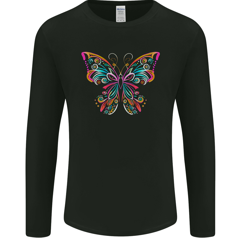 A Colourful Butterfly Mens Long Sleeve T-Shirt Black
