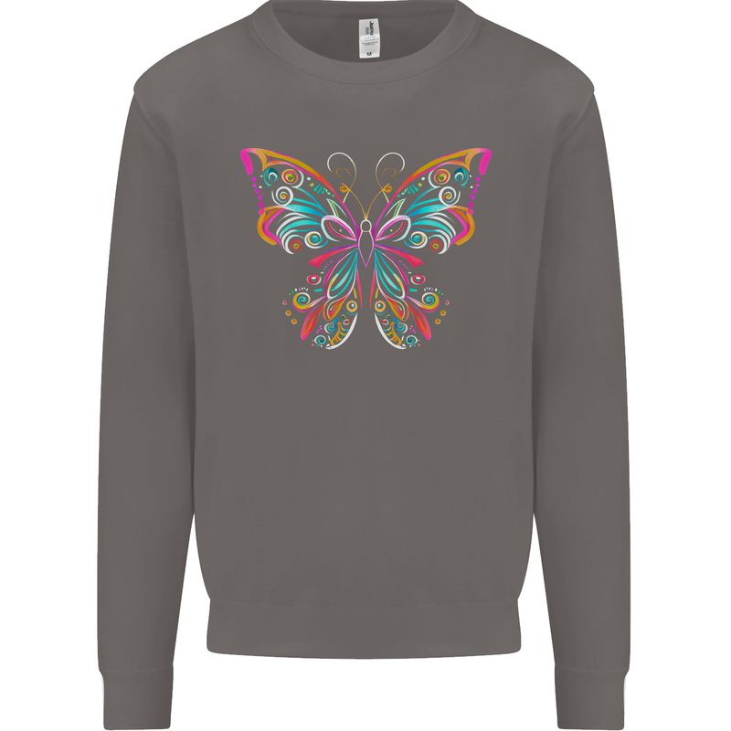 A Colourful Butterfly Mens Sweatshirt Jumper Charcoal