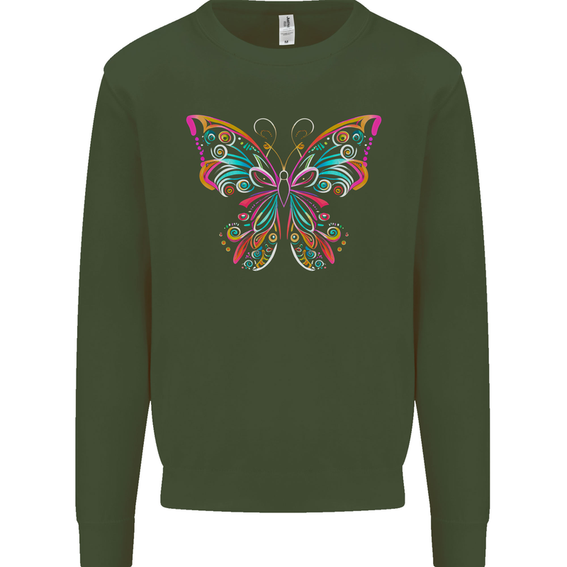 A Colourful Butterfly Mens Sweatshirt Jumper Forest Green