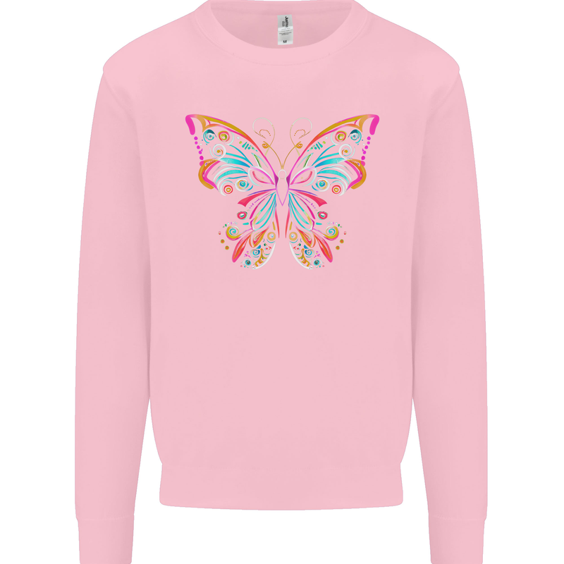 A Colourful Butterfly Mens Sweatshirt Jumper Light Pink