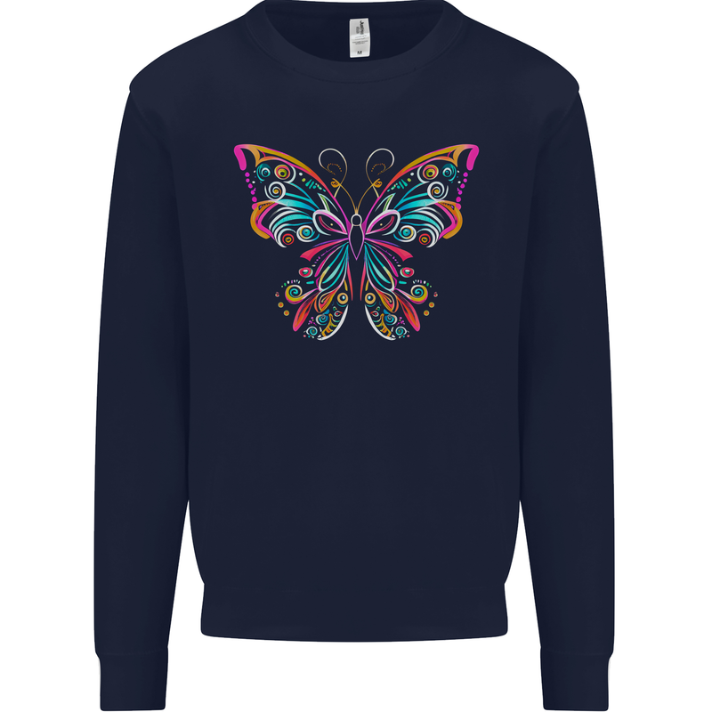 A Colourful Butterfly Mens Sweatshirt Jumper Navy Blue