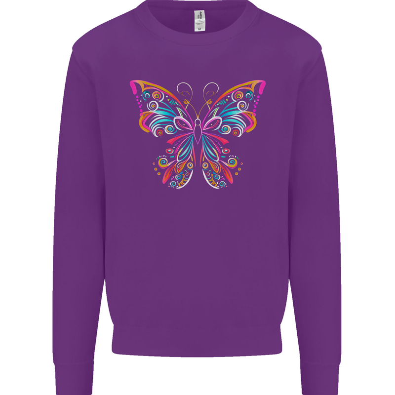 A Colourful Butterfly Mens Sweatshirt Jumper Purple