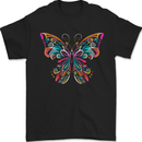 A Colourful Butterfly Mens T-Shirt 100% Cotton Black