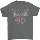 A Colourful Butterfly Mens T-Shirt 100% Cotton Charcoal
