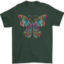 A Colourful Butterfly Mens T-Shirt 100% Cotton Forest Green