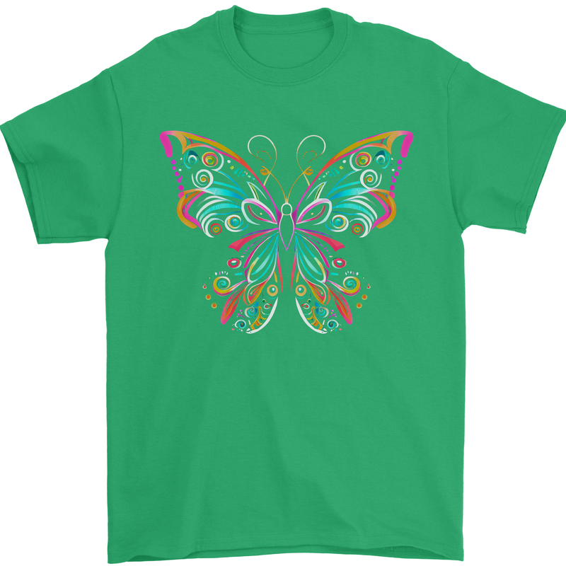 A Colourful Butterfly Mens T-Shirt 100% Cotton Irish Green