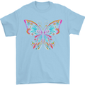 A Colourful Butterfly Mens T-Shirt 100% Cotton Light Blue