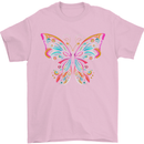 A Colourful Butterfly Mens T-Shirt 100% Cotton Light Pink
